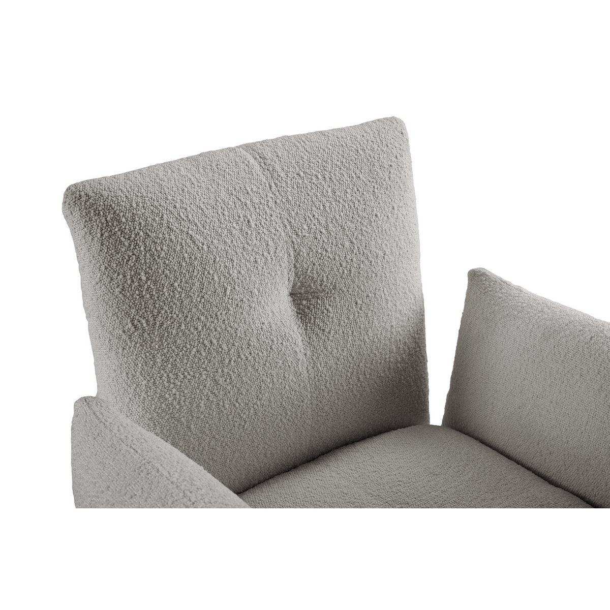 Armlehnstuhl Bouclé Stoff Hellgrau - HomeDesign Knaus