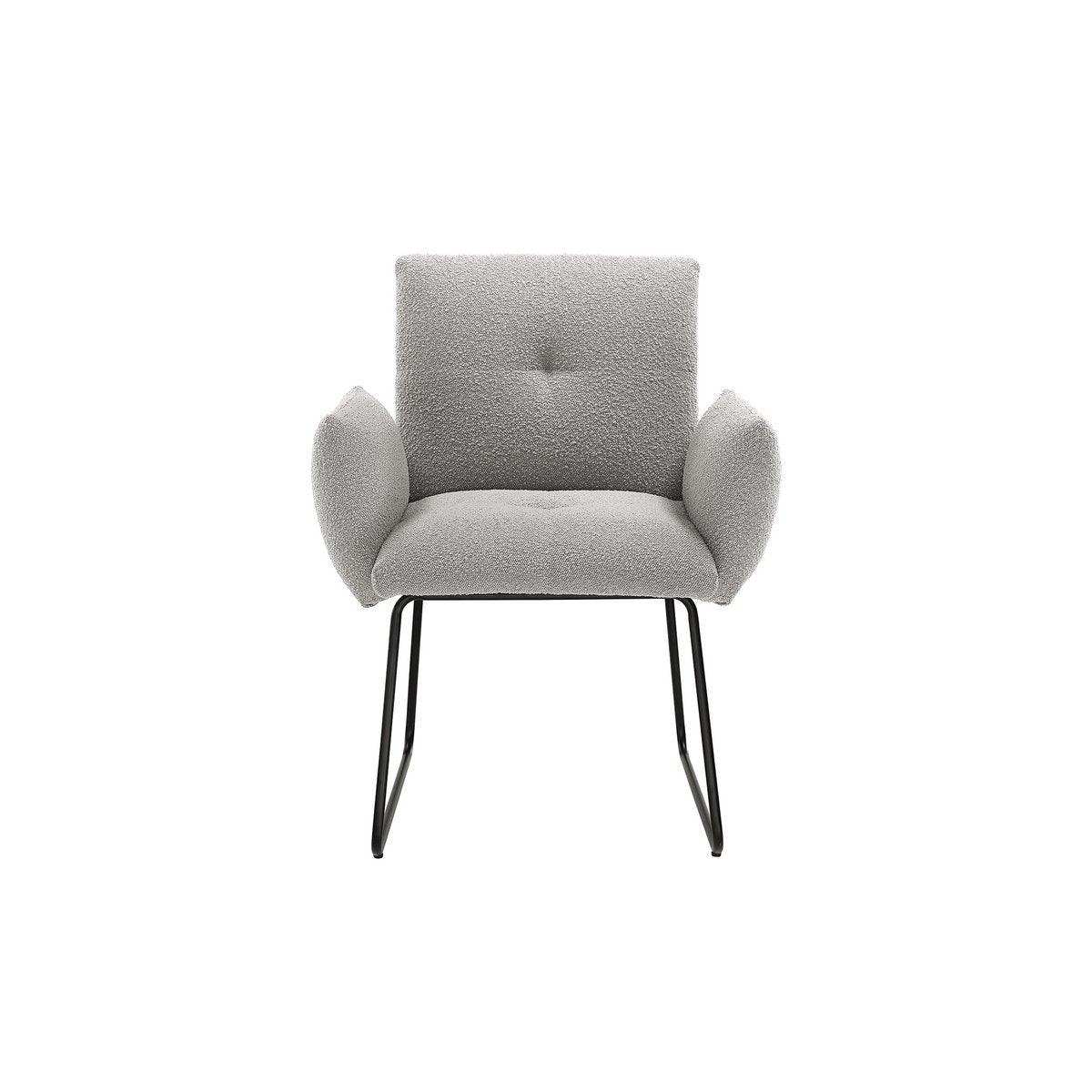 Armlehnstuhl Bouclé Stoff Hellgrau - HomeDesign Knaus