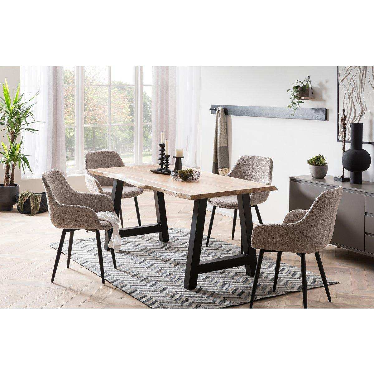 Armlehnstuhl Bouclé Stoff Taupe 2er Set - HomeDesign Knaus