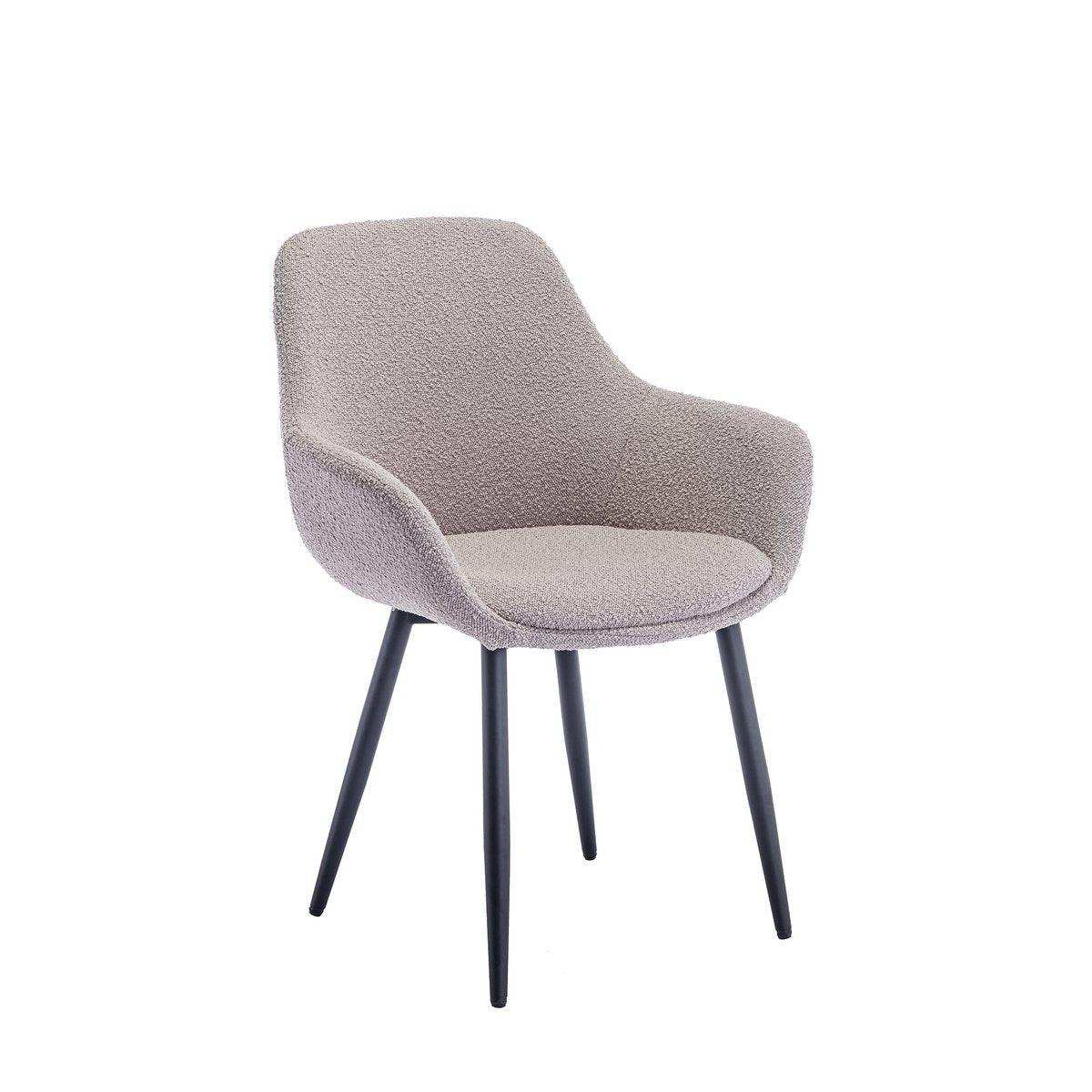 Armlehnstuhl Bouclé Stoff Taupe 2er Set - HomeDesign Knaus