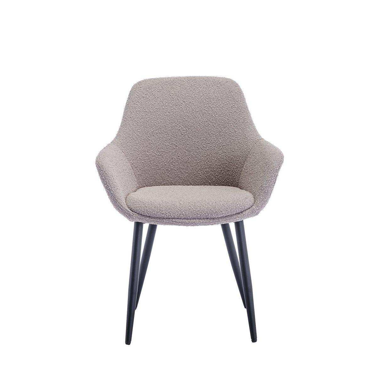Armlehnstuhl Bouclé Stoff Taupe 2er Set - HomeDesign Knaus