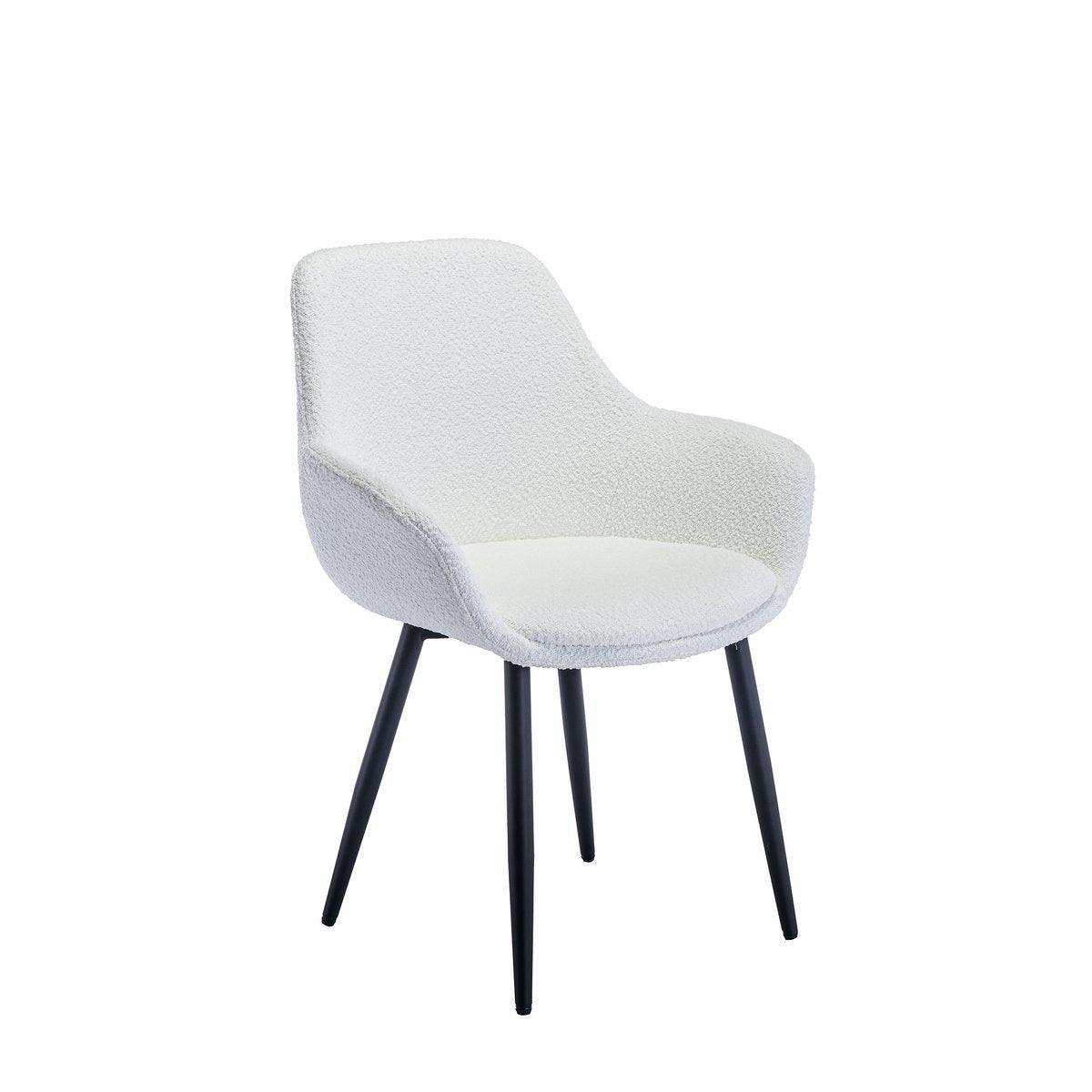 Armlehnstuhl Bouclé Stoff Weiß 2er Set - HomeDesign Knaus