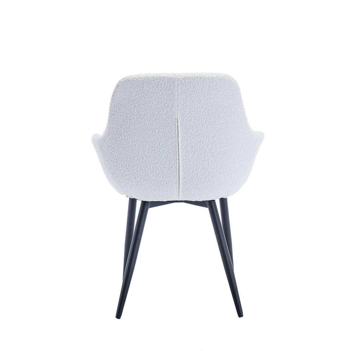 Armlehnstuhl Bouclé Stoff Weiß 2er Set - HomeDesign Knaus