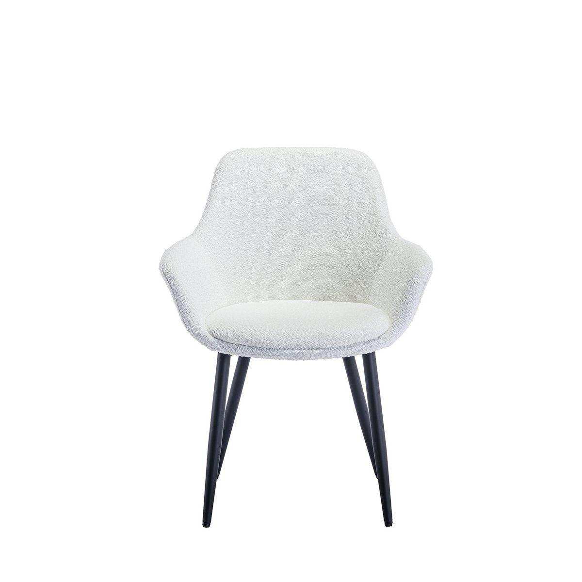 Armlehnstuhl Bouclé Stoff Weiß 2er Set - HomeDesign Knaus