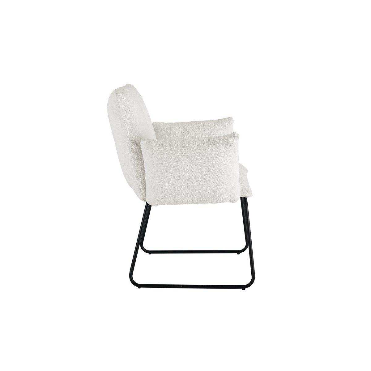 Armlehnstuhl Bouclé Stoff Weiß - HomeDesign Knaus