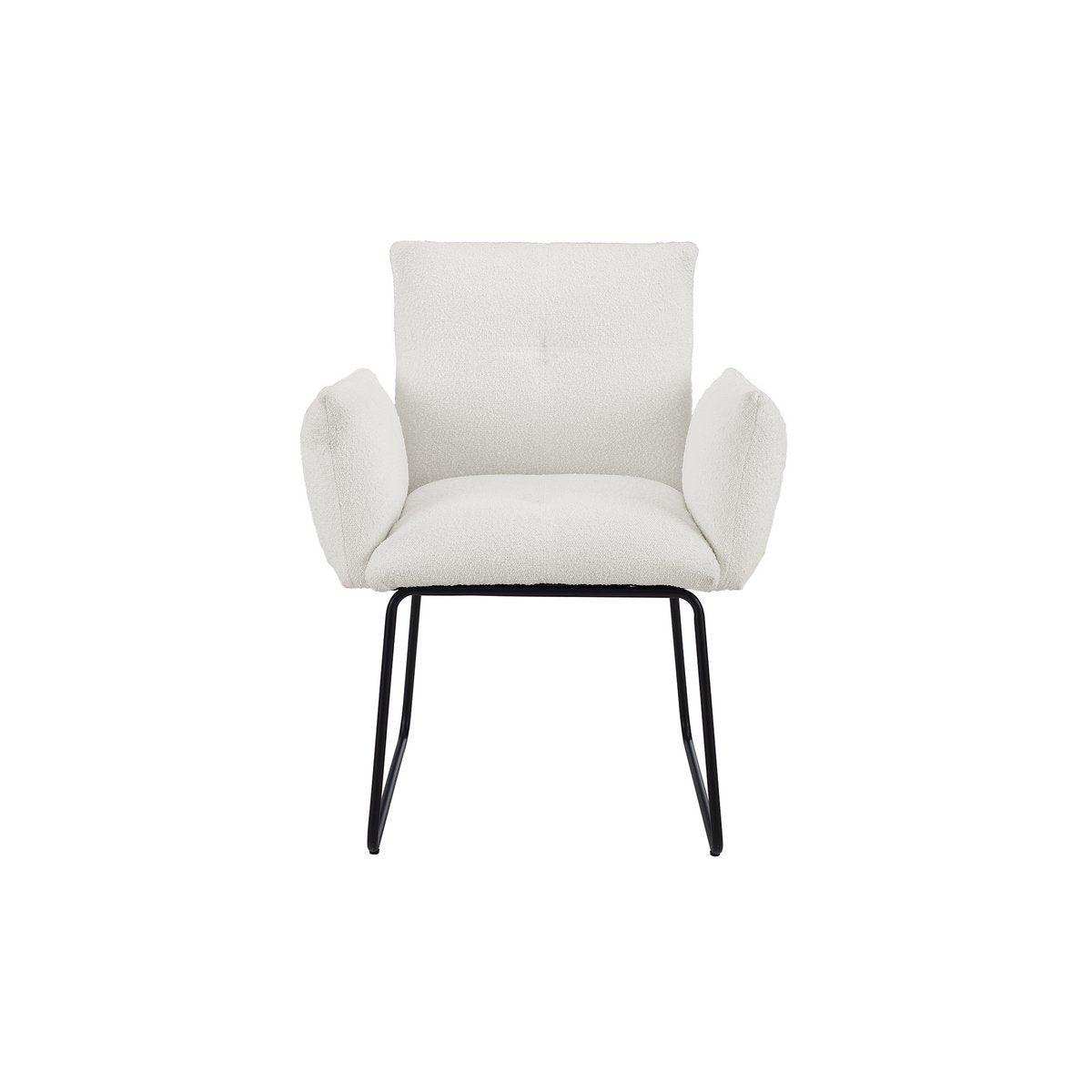 Armlehnstuhl Bouclé Stoff Weiß - HomeDesign Knaus