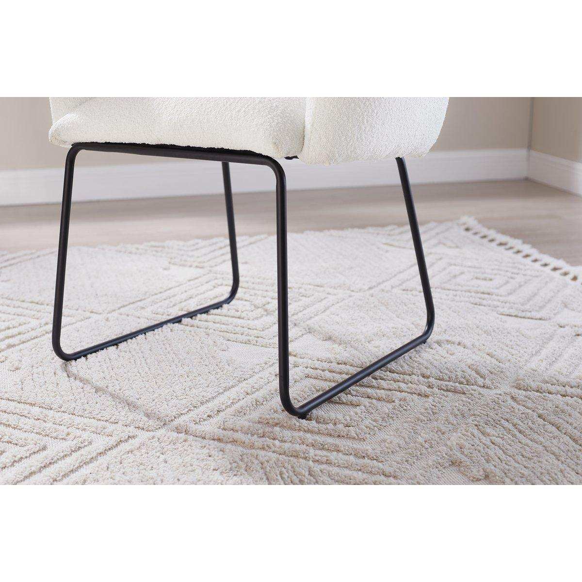 Armlehnstuhl Bouclé Stoff Weiß - HomeDesign Knaus