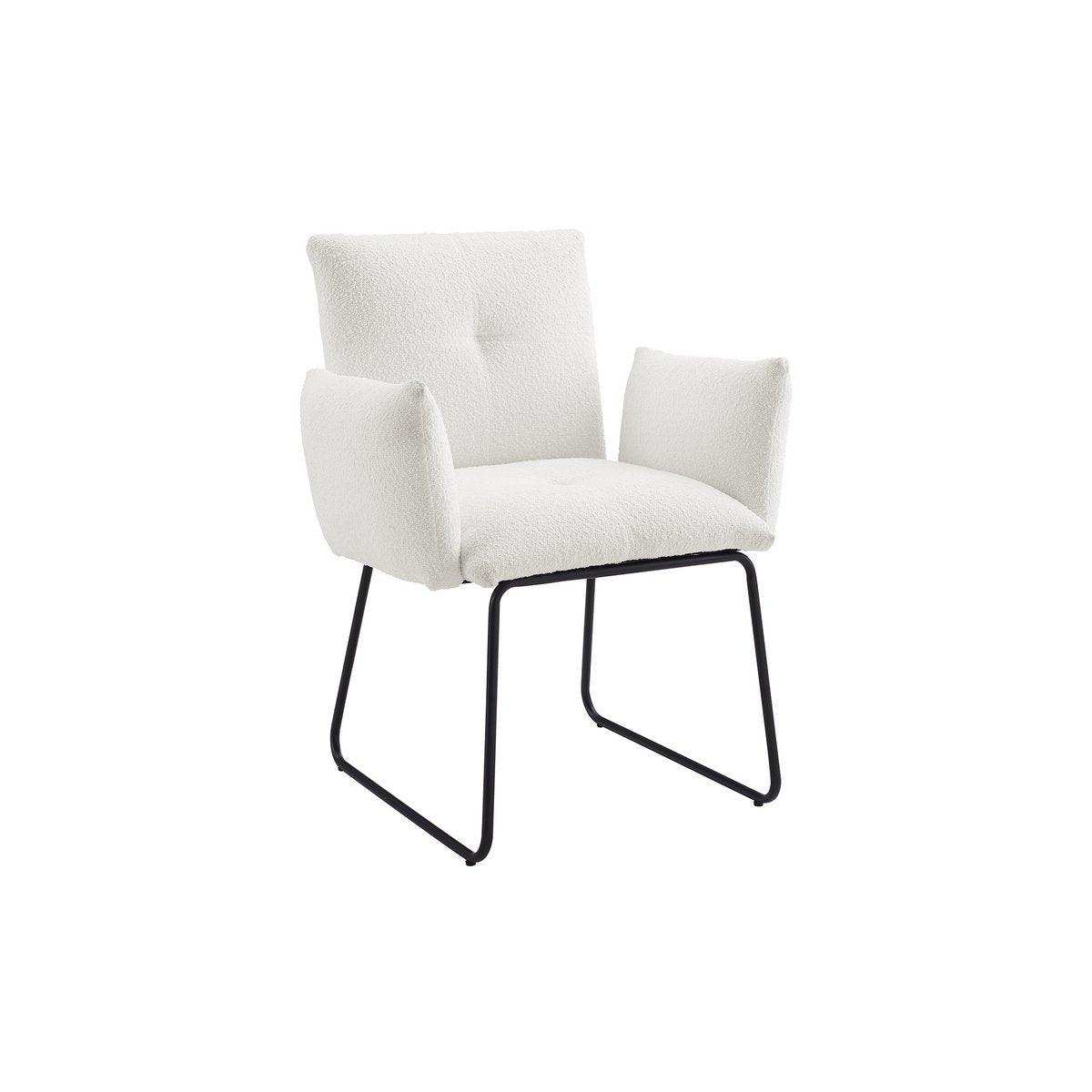 Armlehnstuhl Bouclé Stoff Weiß - HomeDesign Knaus