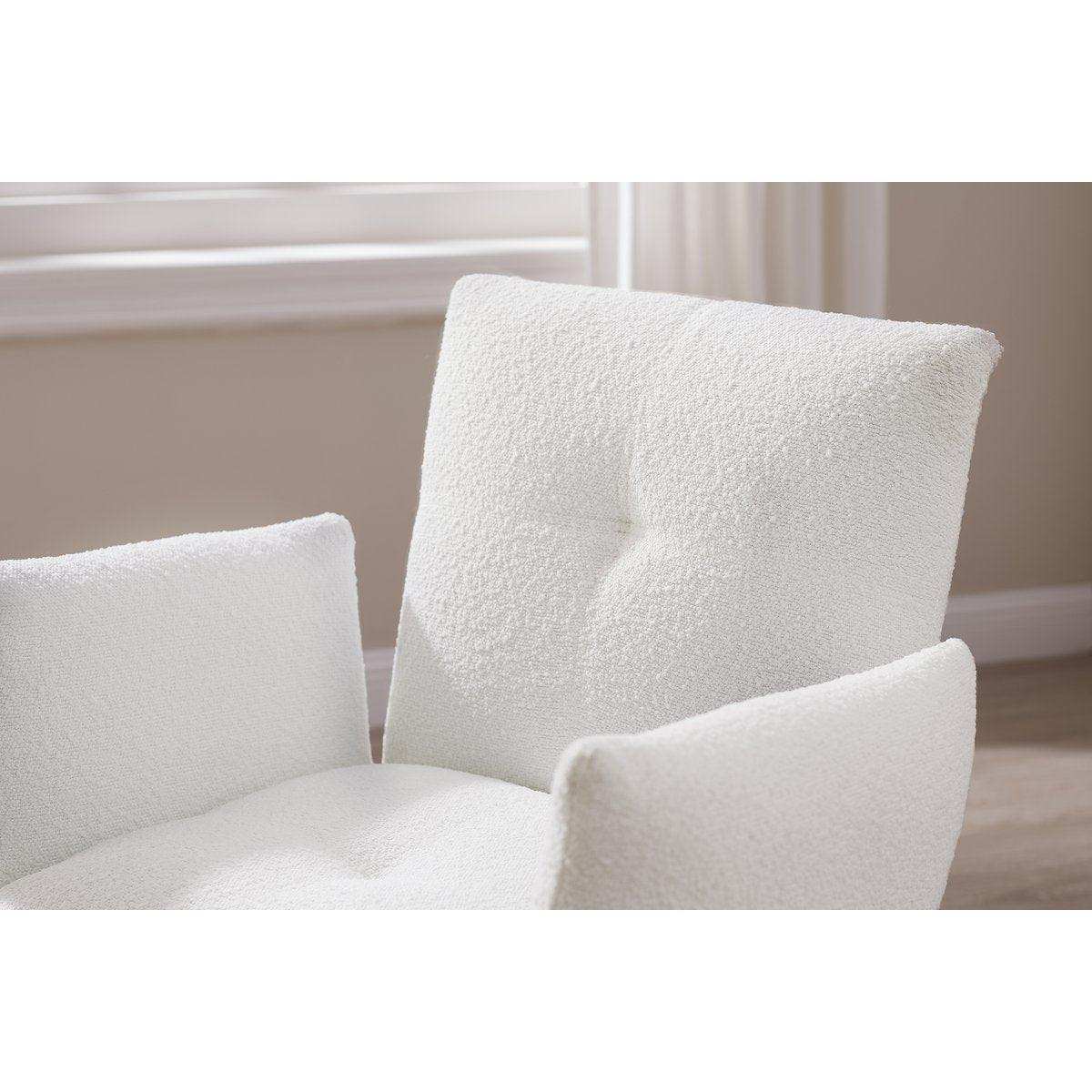 Armlehnstuhl Bouclé Stoff Weiß - HomeDesign Knaus