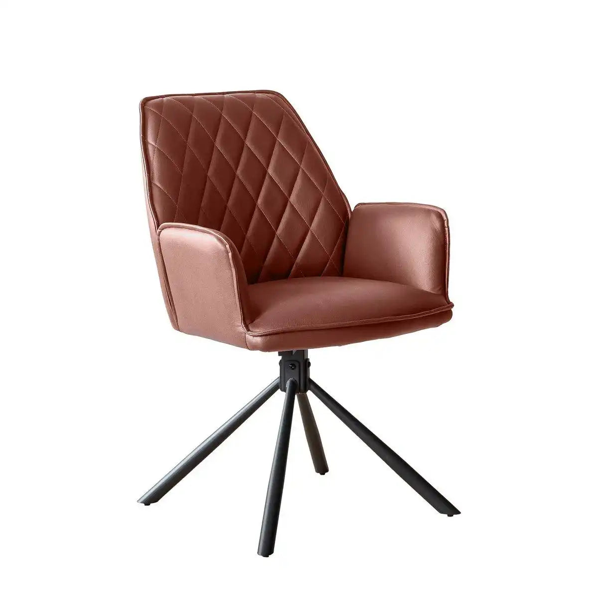 Armlehnstuhl Cognac 2er Set mit 360° Drehfunktion - HomeDesign Knaus
