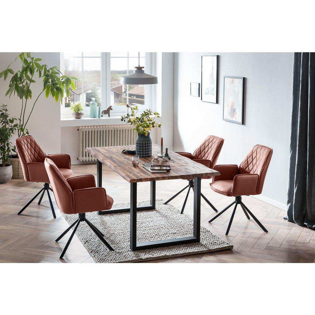 Armlehnstuhl Cognac 2er Set mit 360° Drehfunktion - HomeDesign Knaus