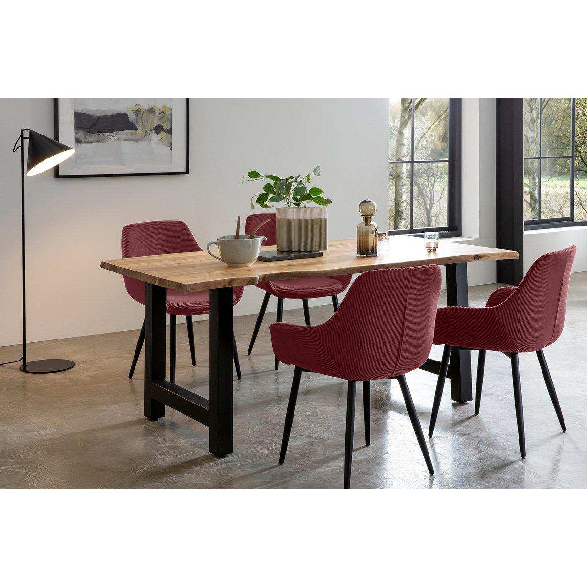 Armlehnstuhl Cord-Optik 2er Set Beere - HomeDesign Knaus