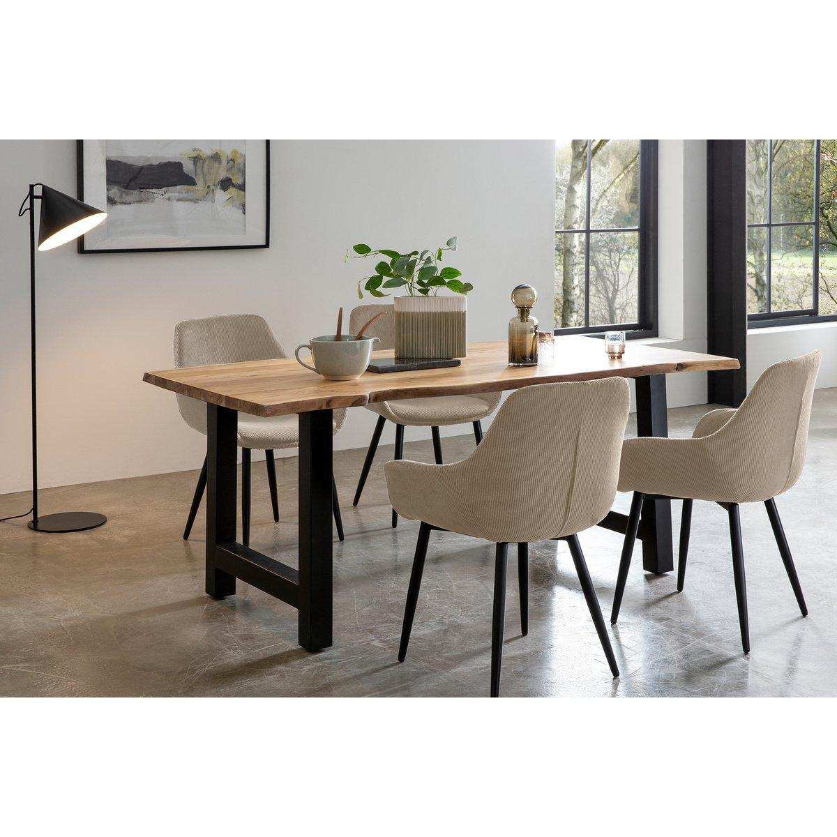 Armlehnstuhl Cord-Optik 2er Set Beige - HomeDesign Knaus