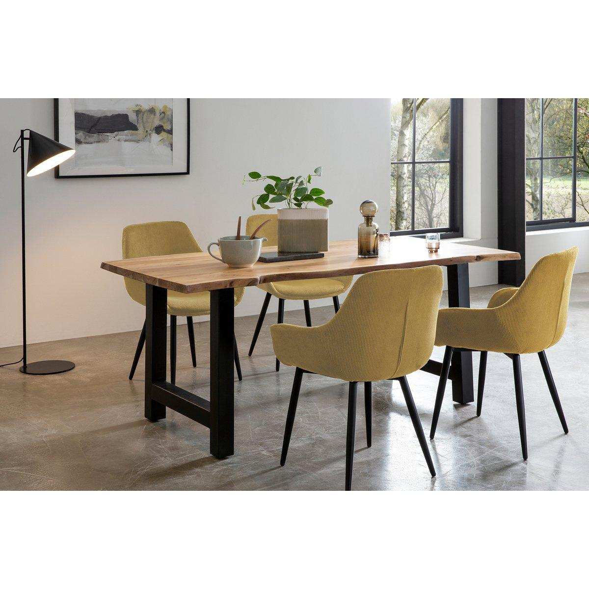 Armlehnstuhl Cord-Optik 2er Set Gold - HomeDesign Knaus
