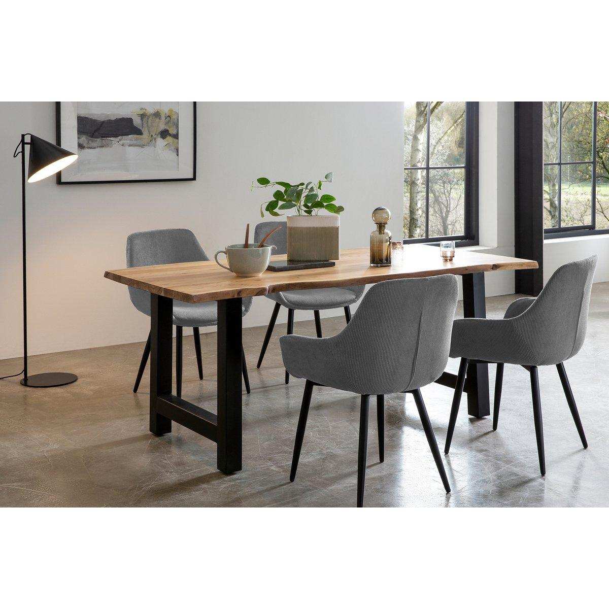 Armlehnstuhl Cord-Optik 2er Set Grau - HomeDesign Knaus