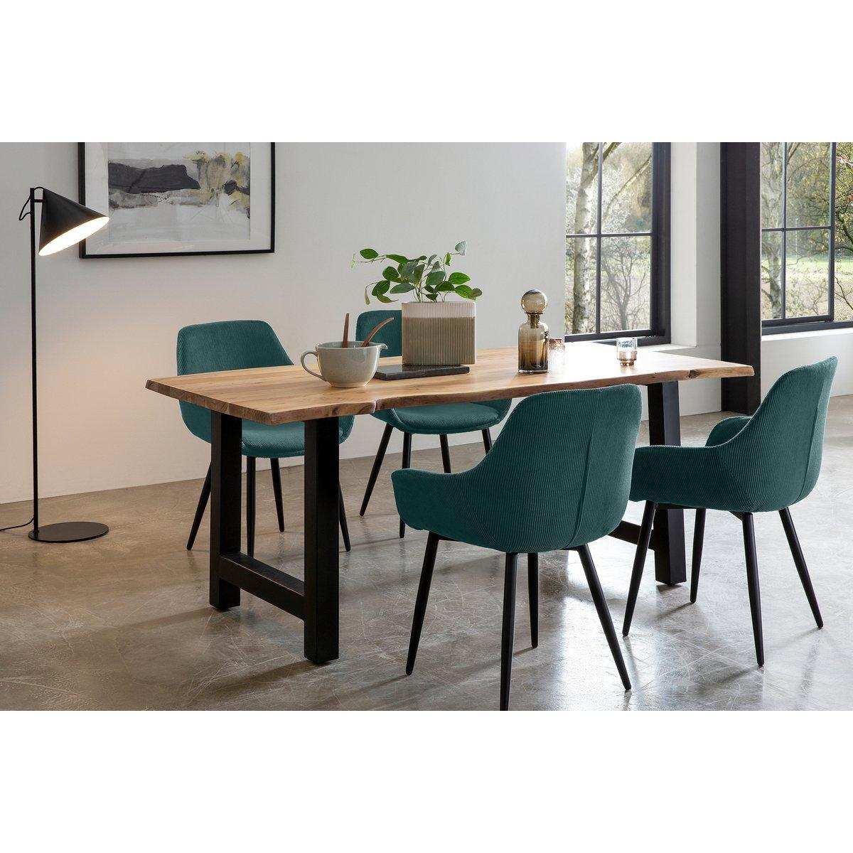 Armlehnstuhl Cord-Optik 2er Set Grün - HomeDesign Knaus