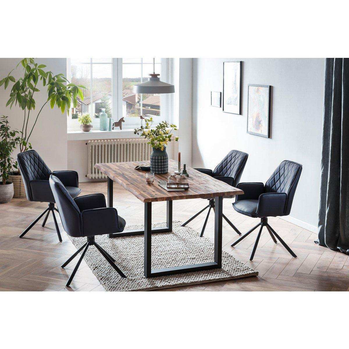 Armlehnstuhl Dunkelblau 2er Set mit 360° Drehfunktion - HomeDesign Knaus