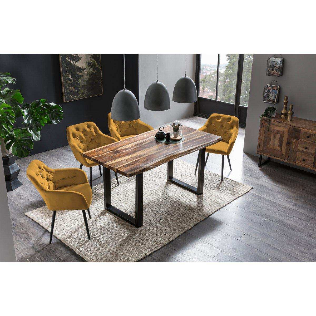 Armlehnstuhl gelb Samt - HomeDesign Knaus