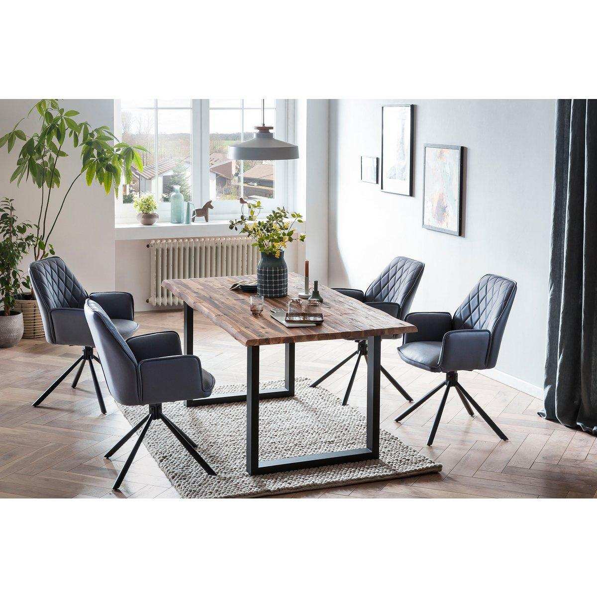 Armlehnstuhl Grau 2er Set mit 360° Drehfunktion - HomeDesign Knaus
