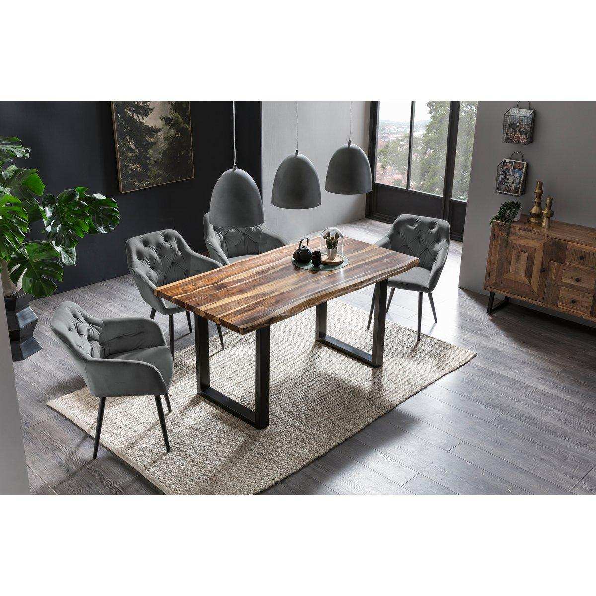 Armlehnstuhl grau Samt - HomeDesign Knaus