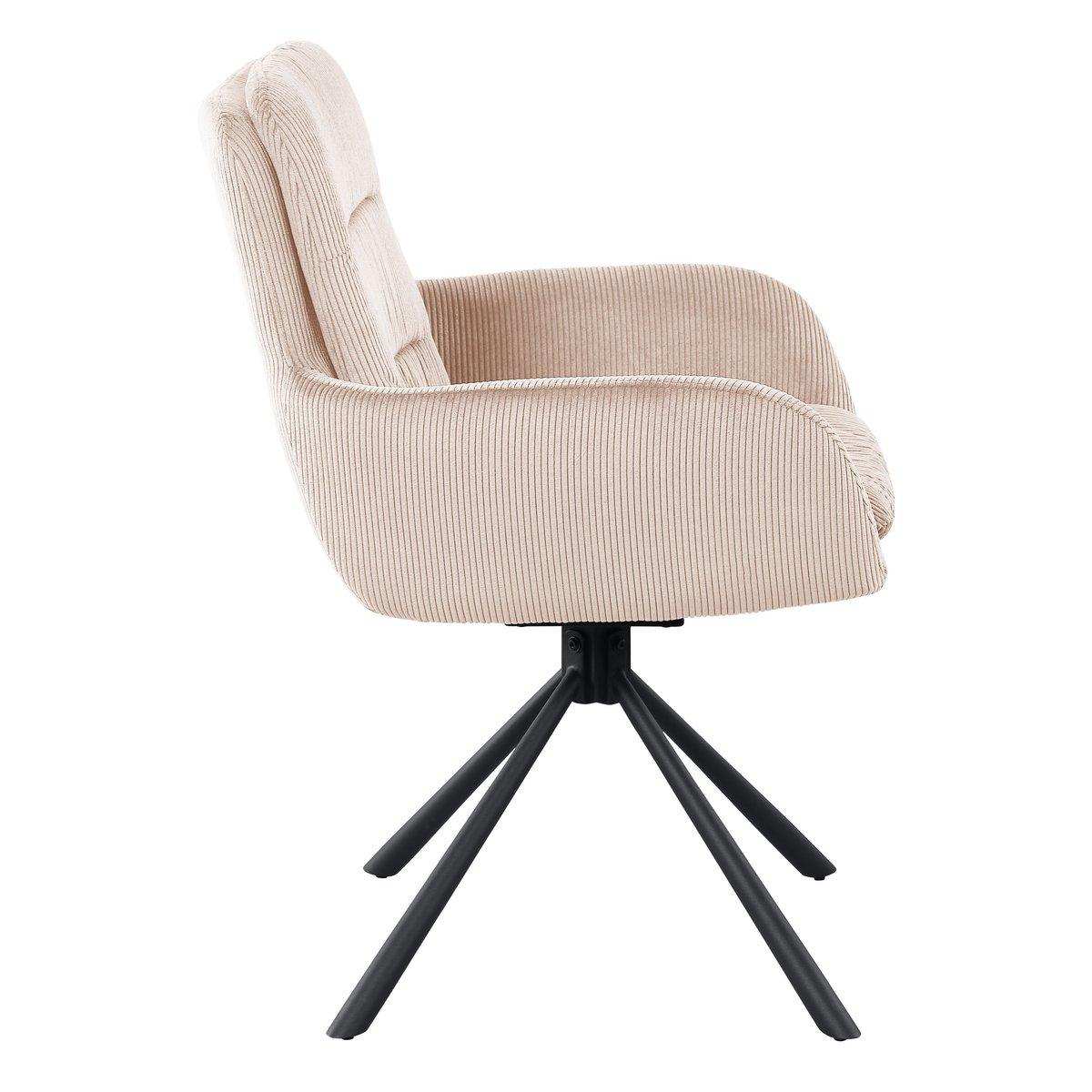 Armlehnstuhl in Cord-Optik Beige - HomeDesign Knaus