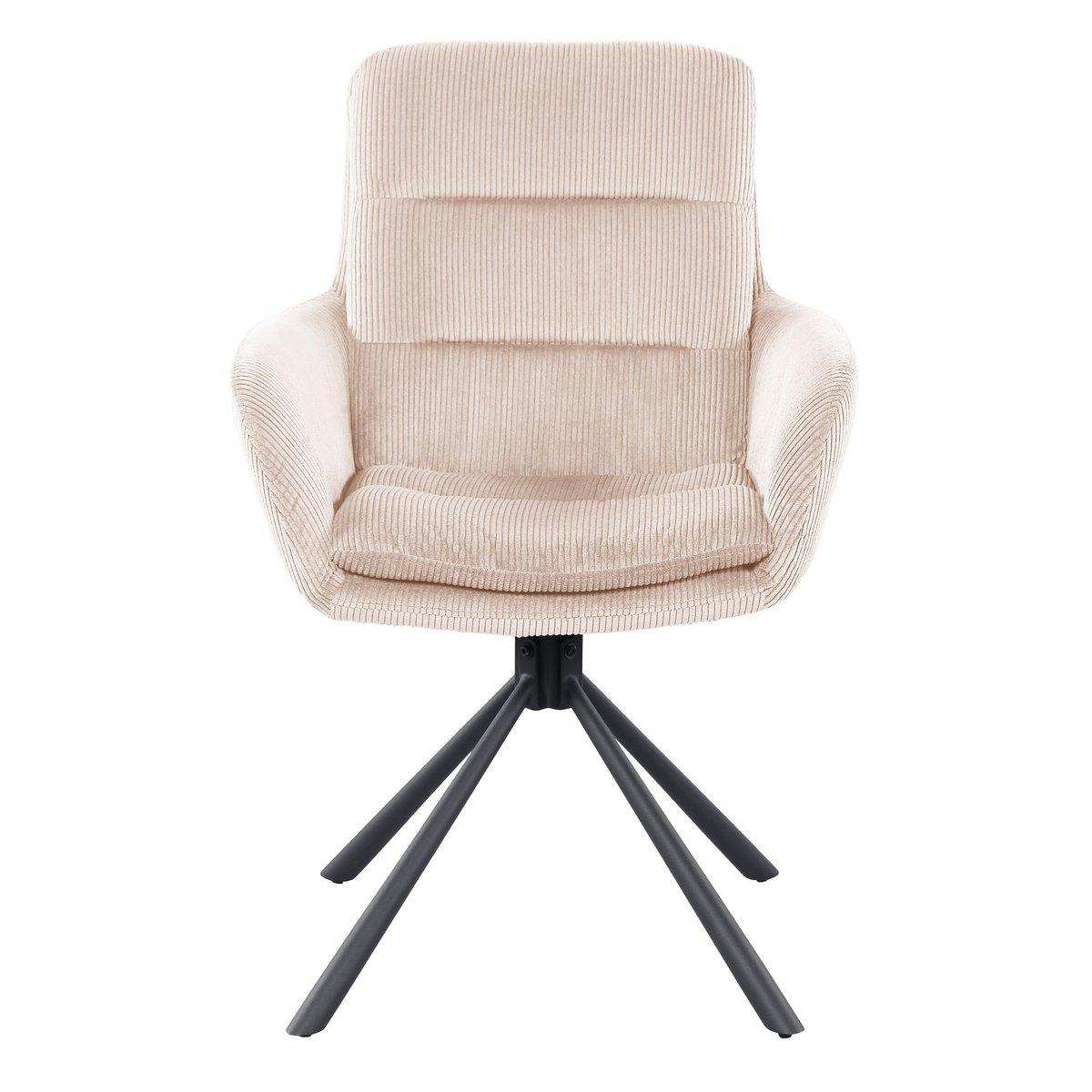 Armlehnstuhl in Cord-Optik Beige - HomeDesign Knaus
