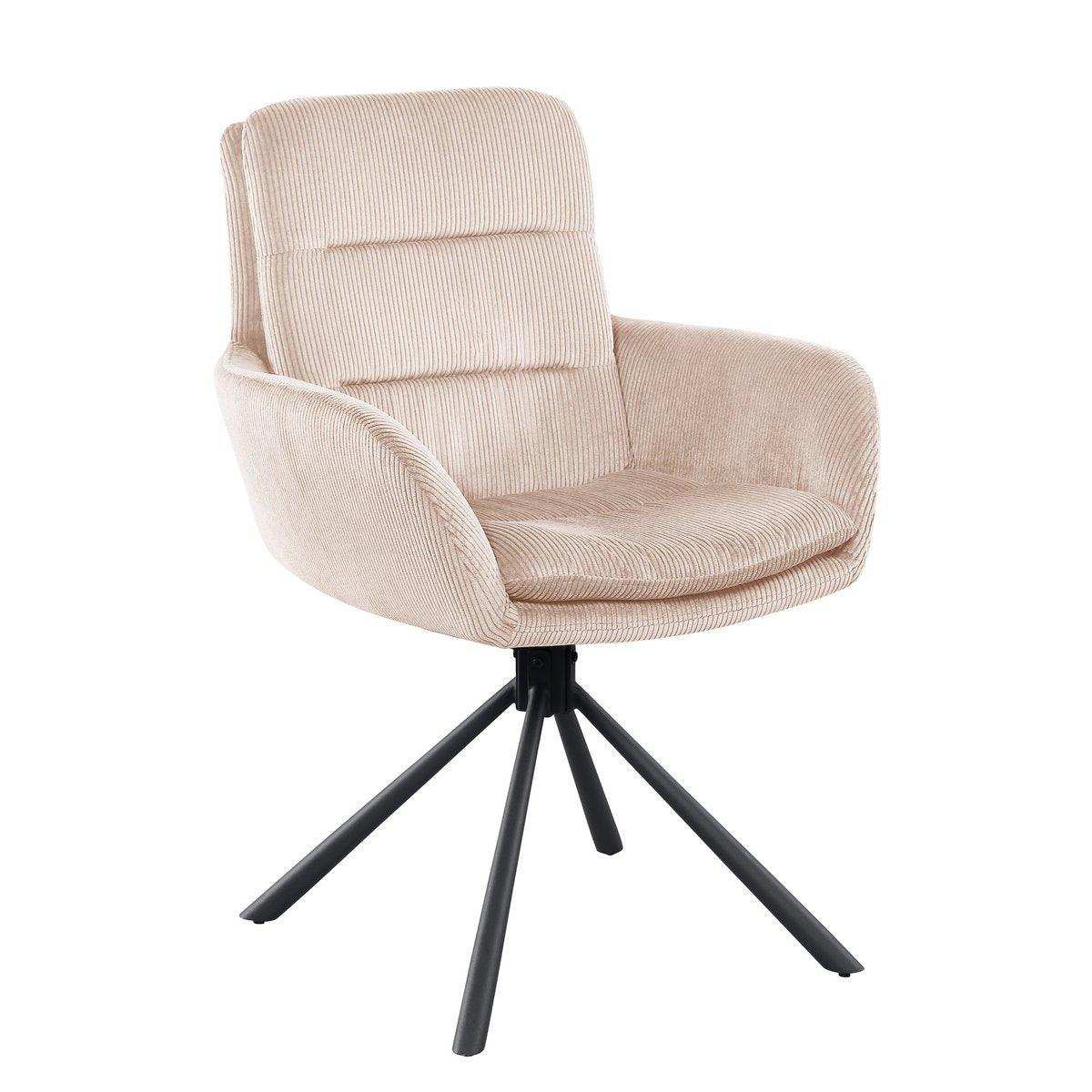 Armlehnstuhl in Cord-Optik Beige - HomeDesign Knaus