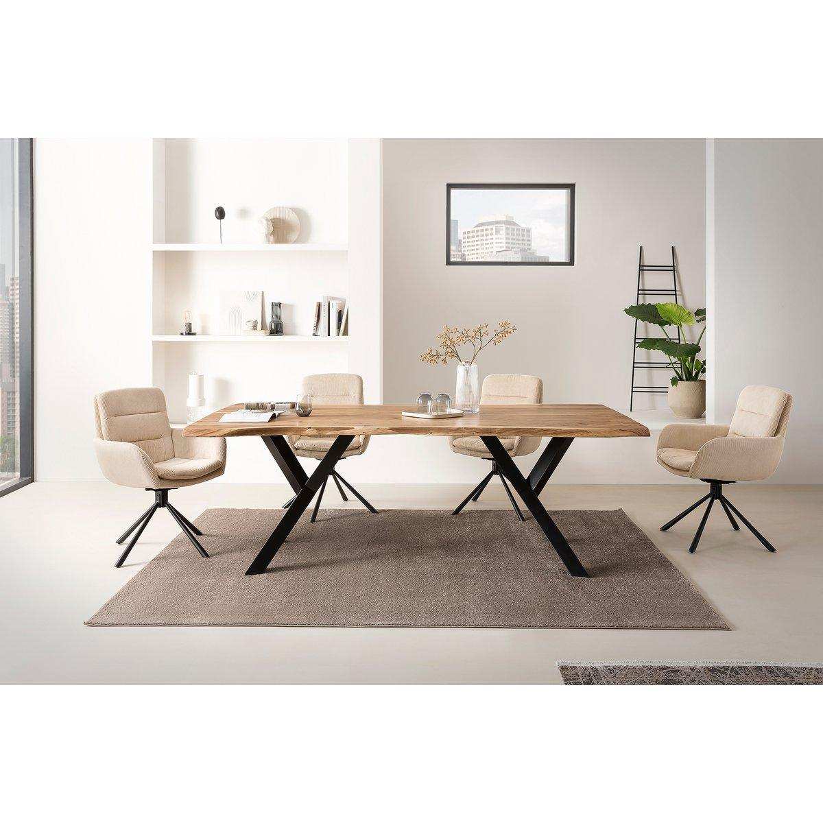 Armlehnstuhl in Cord-Optik Beige - HomeDesign Knaus