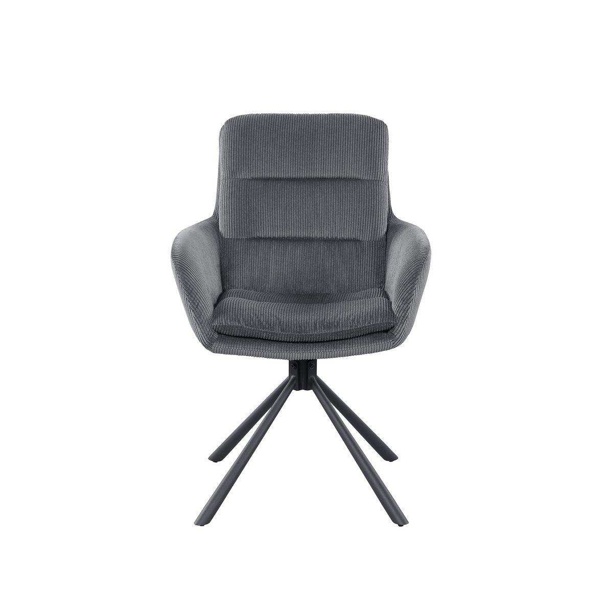 Armlehnstuhl in Cord-Optik Dunkelgrau - HomeDesign Knaus
