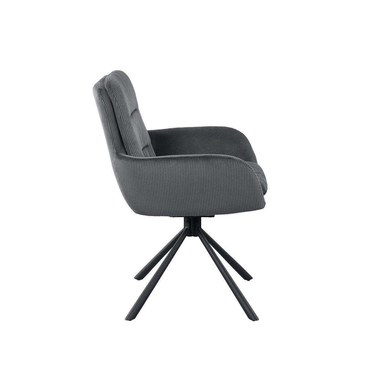 Armlehnstuhl in Cord-Optik Dunkelgrau - HomeDesign Knaus