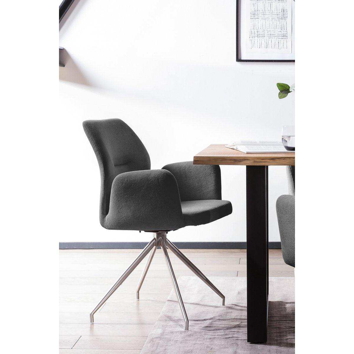 Armlehnstuhl mit 180° Drehfunktion Dunkelgrau - HomeDesign Knaus