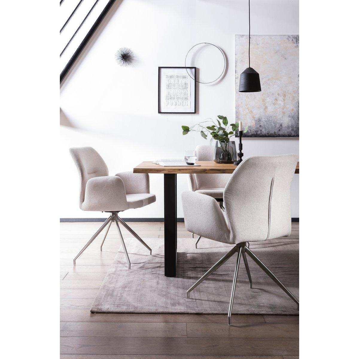 Armlehnstuhl mit 180° Drehfunktion Hellgrau - HomeDesign Knaus