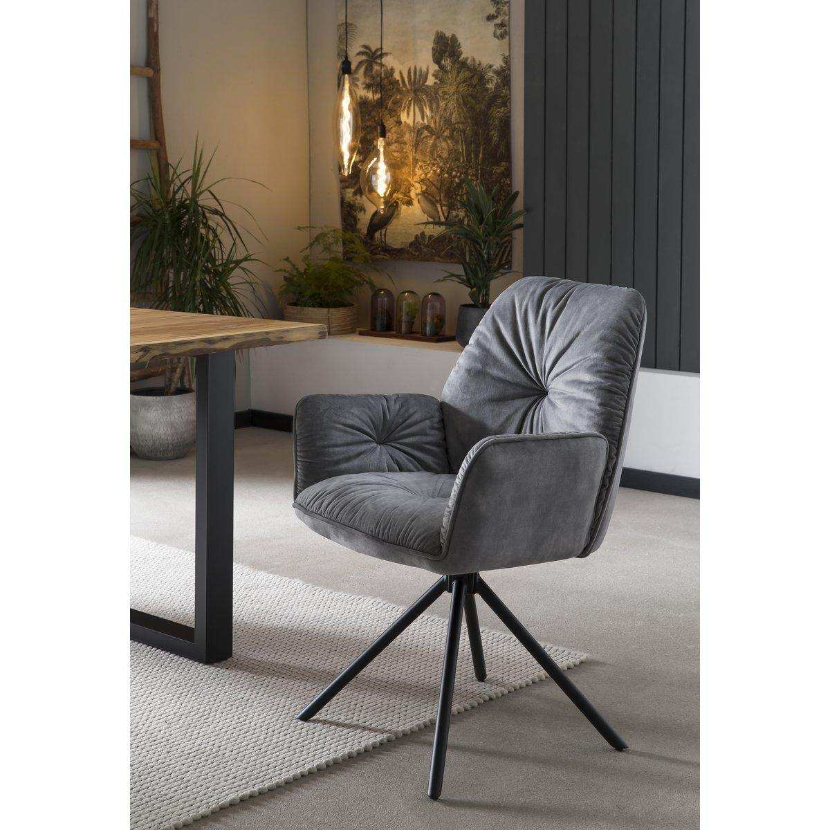 Armlehnstuhl mit 360° Drehfunktion, Grau - HomeDesign Knaus