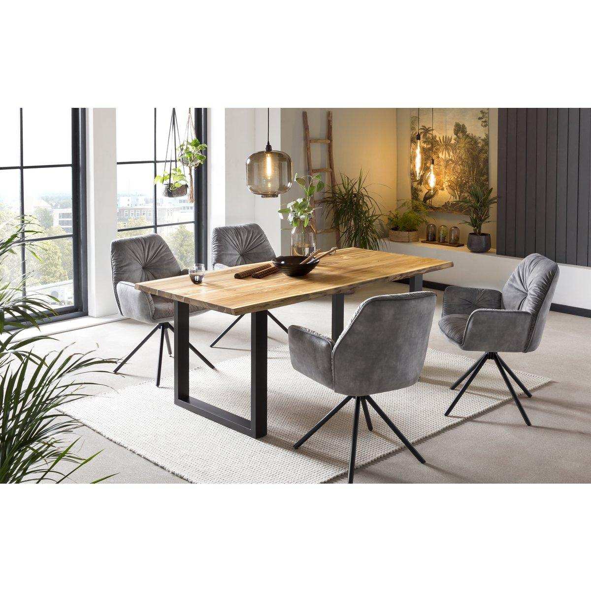 Armlehnstuhl mit 360° Drehfunktion, Grau - HomeDesign Knaus