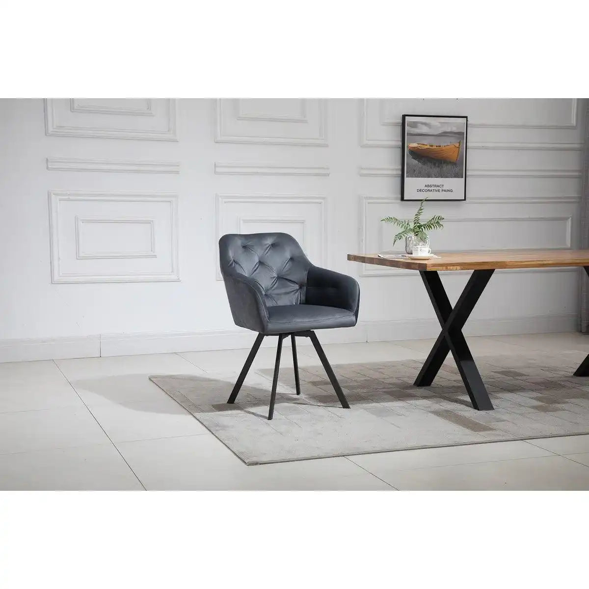Armlehnstuhl mit 360° Drehfunktion Grau - HomeDesign Knaus