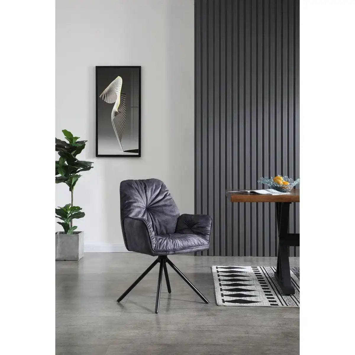 Armlehnstuhl mit 360° Drehfunktion, Schwarz - HomeDesign Knaus