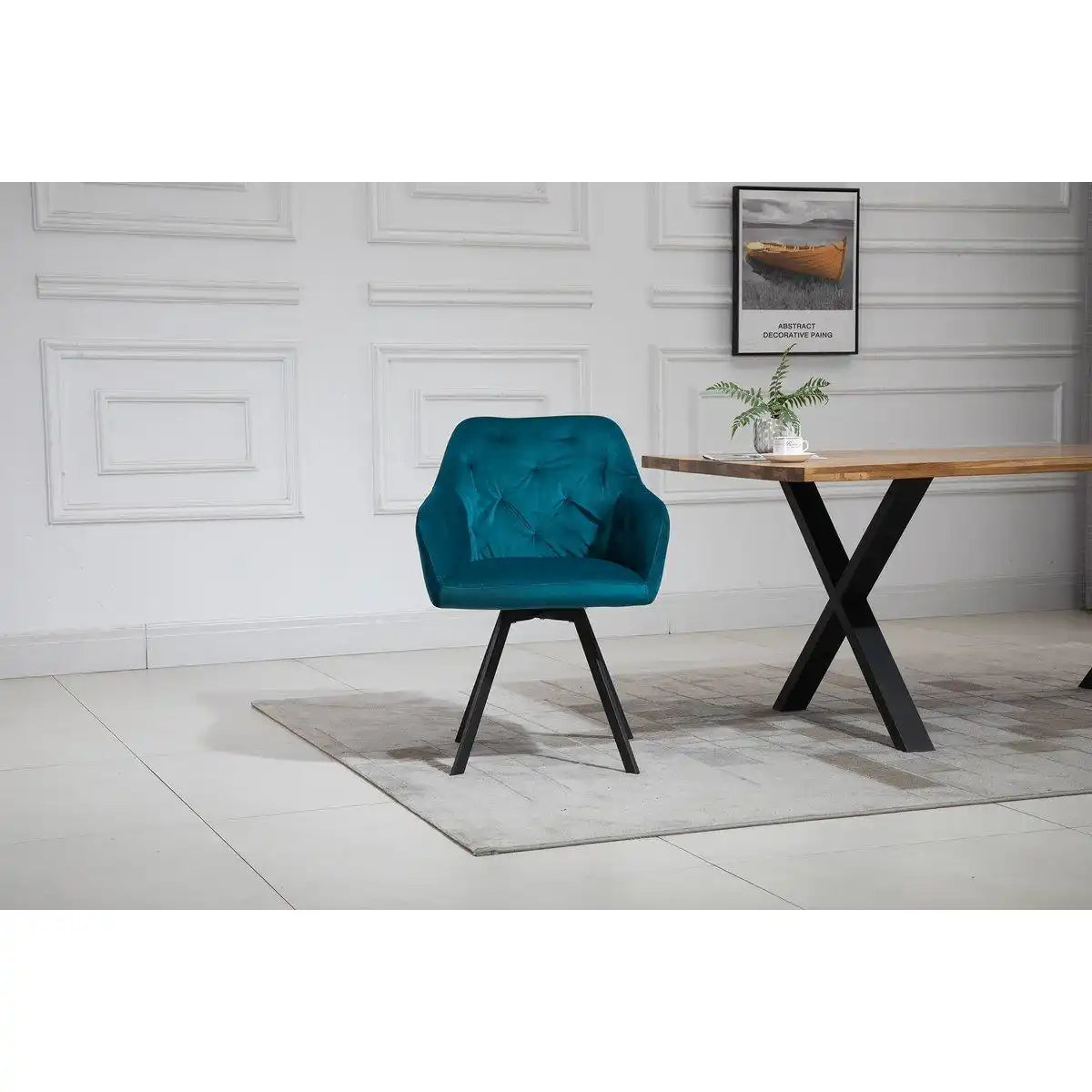 Armlehnstuhl mit 360° Drehfunktion Türkis - HomeDesign Knaus