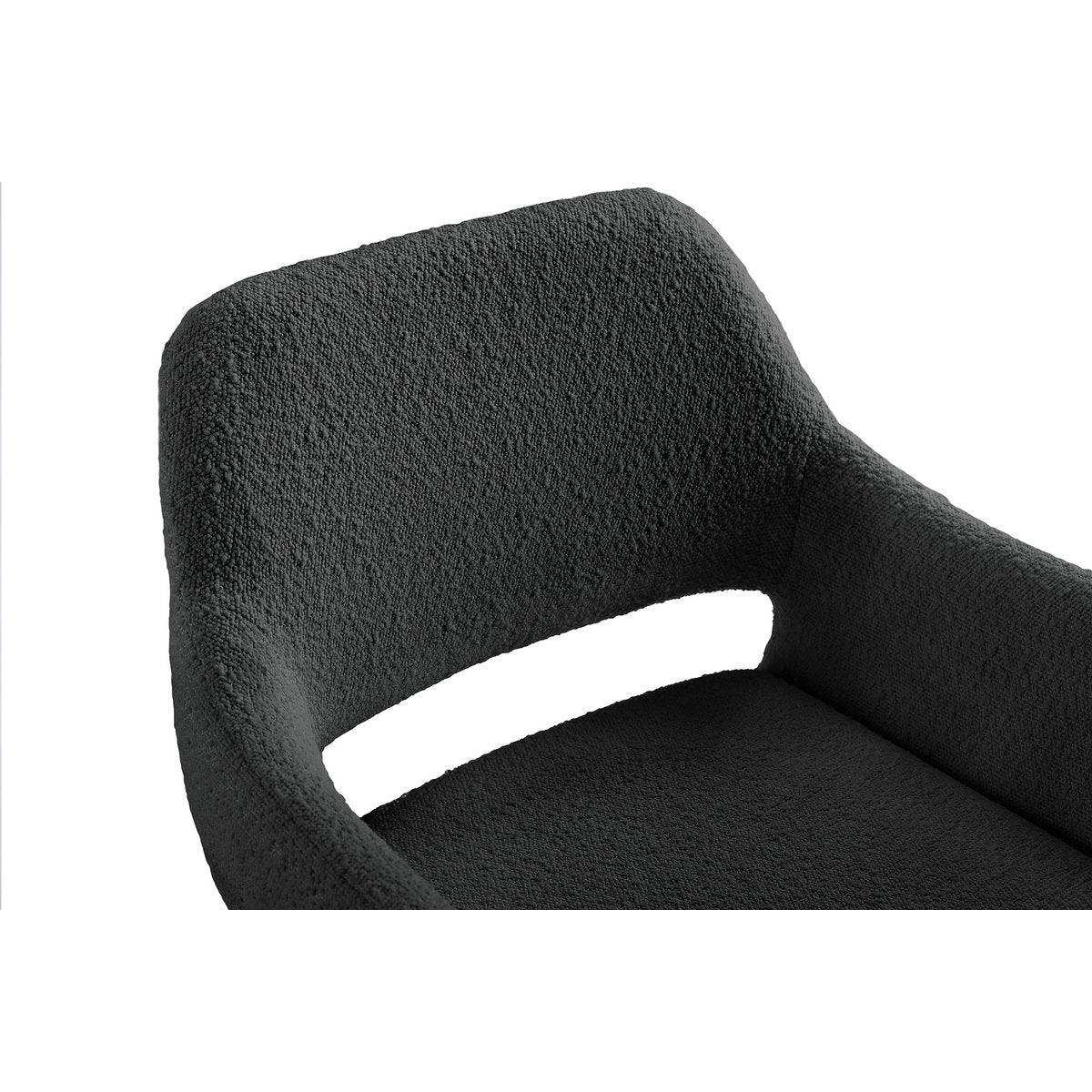 Armlehnstuhl mit Rücken Cut-Out Bouclé Stoff Anthrazit - HomeDesign Knaus