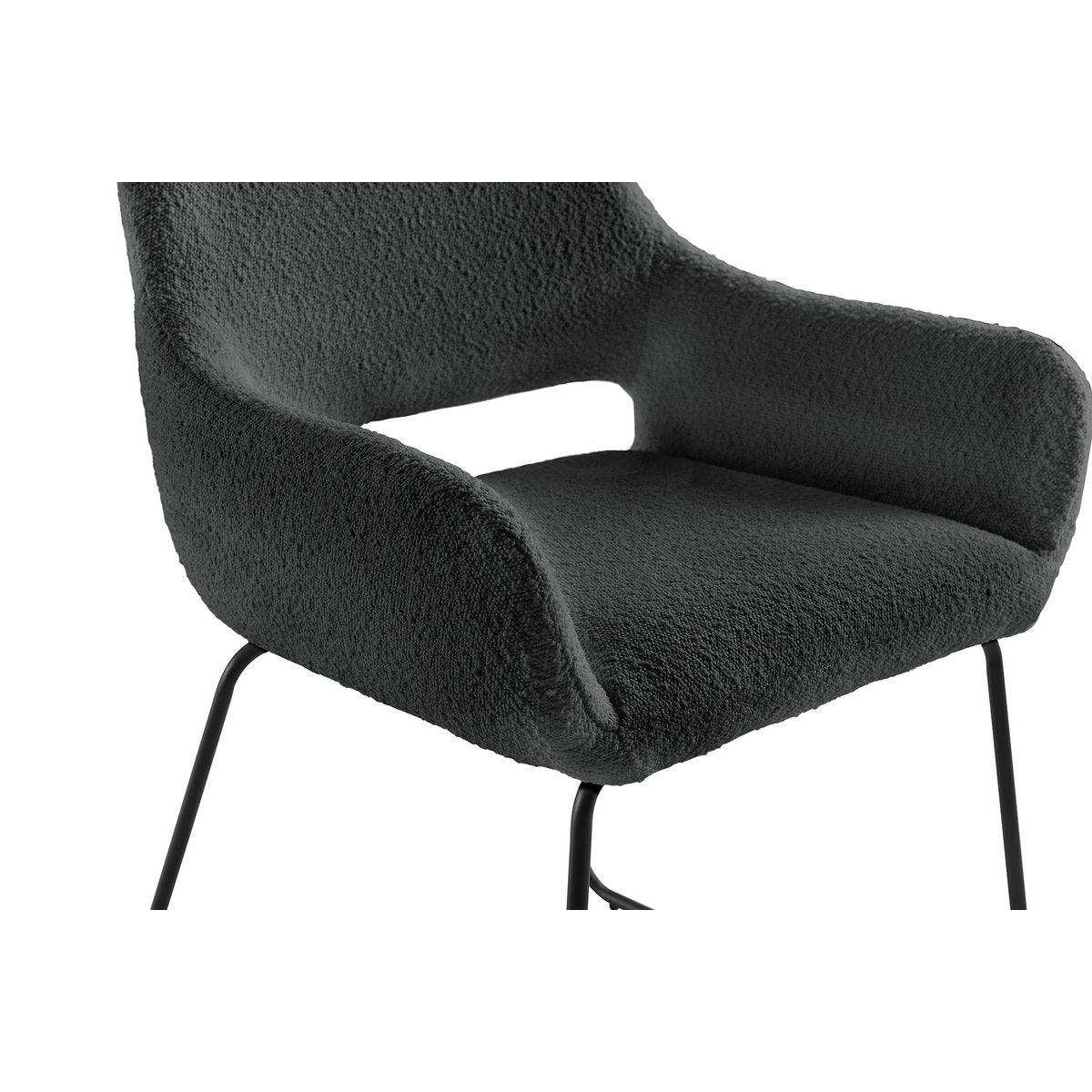 Armlehnstuhl mit Rücken Cut-Out Bouclé Stoff Anthrazit - HomeDesign Knaus