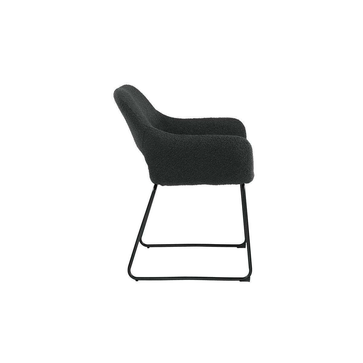 Armlehnstuhl mit Rücken Cut-Out Bouclé Stoff Anthrazit - HomeDesign Knaus