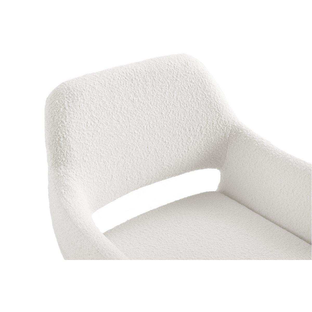 Armlehnstuhl mit Rücken Cut-Out Bouclé Stoff Weiß - HomeDesign Knaus