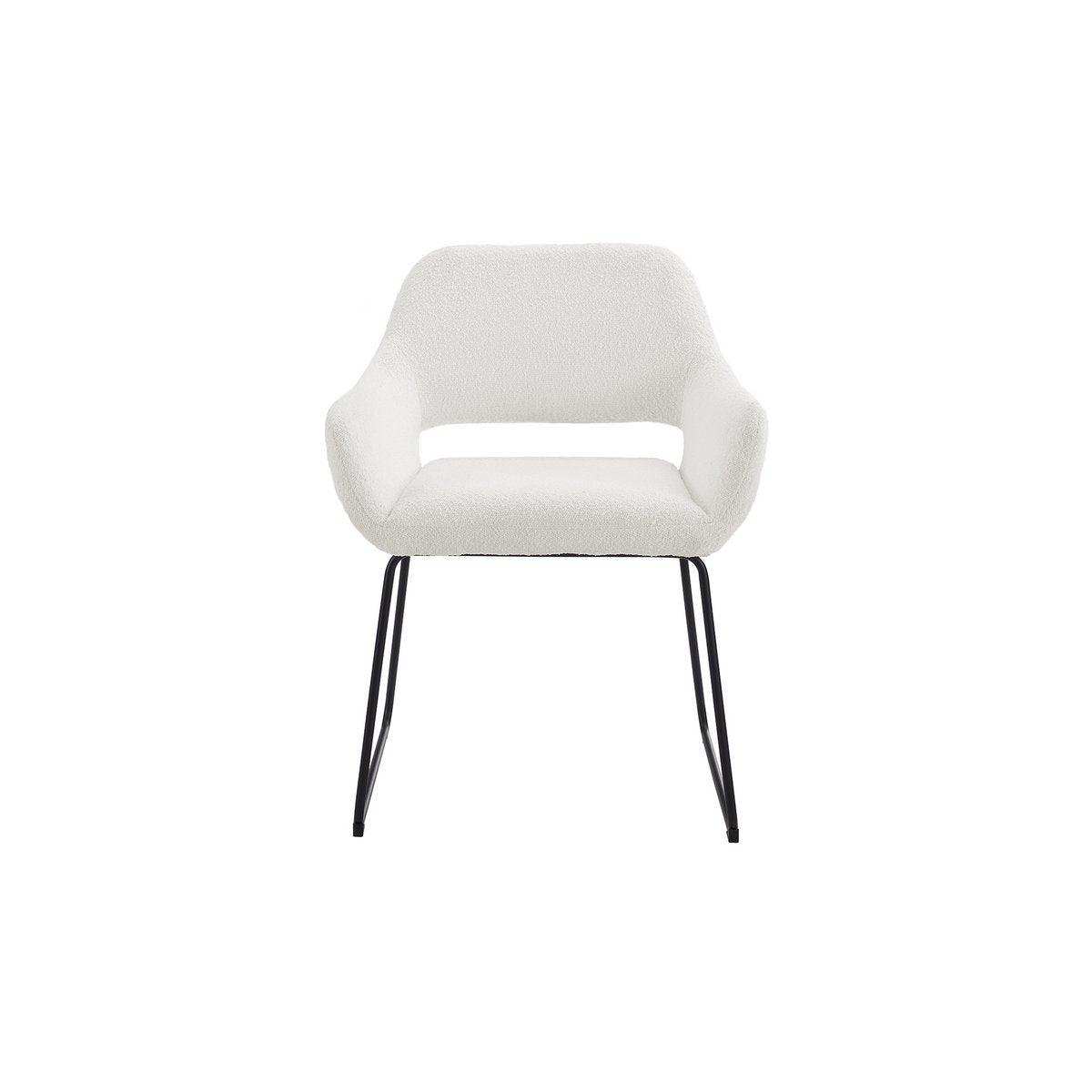 Armlehnstuhl mit Rücken Cut-Out Bouclé Stoff Weiß - HomeDesign Knaus