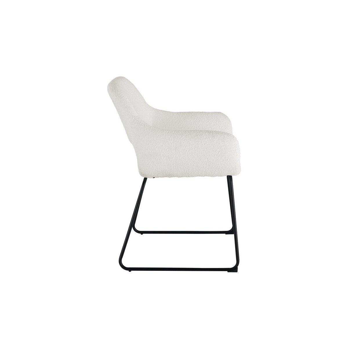 Armlehnstuhl mit Rücken Cut-Out Bouclé Stoff Weiß - HomeDesign Knaus