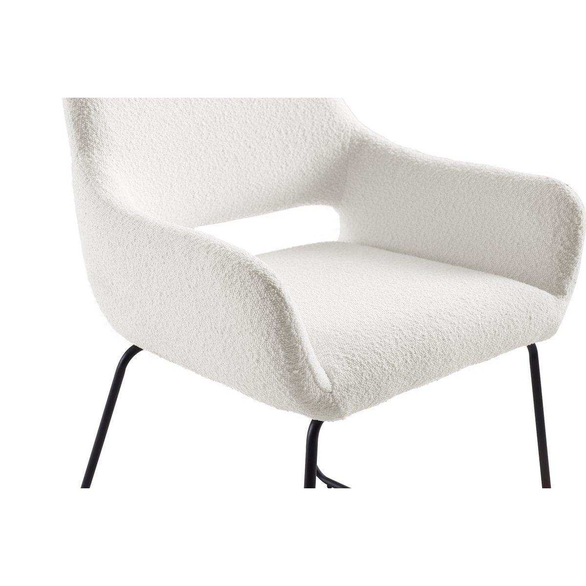 Armlehnstuhl mit Rücken Cut-Out Bouclé Stoff Weiß - HomeDesign Knaus