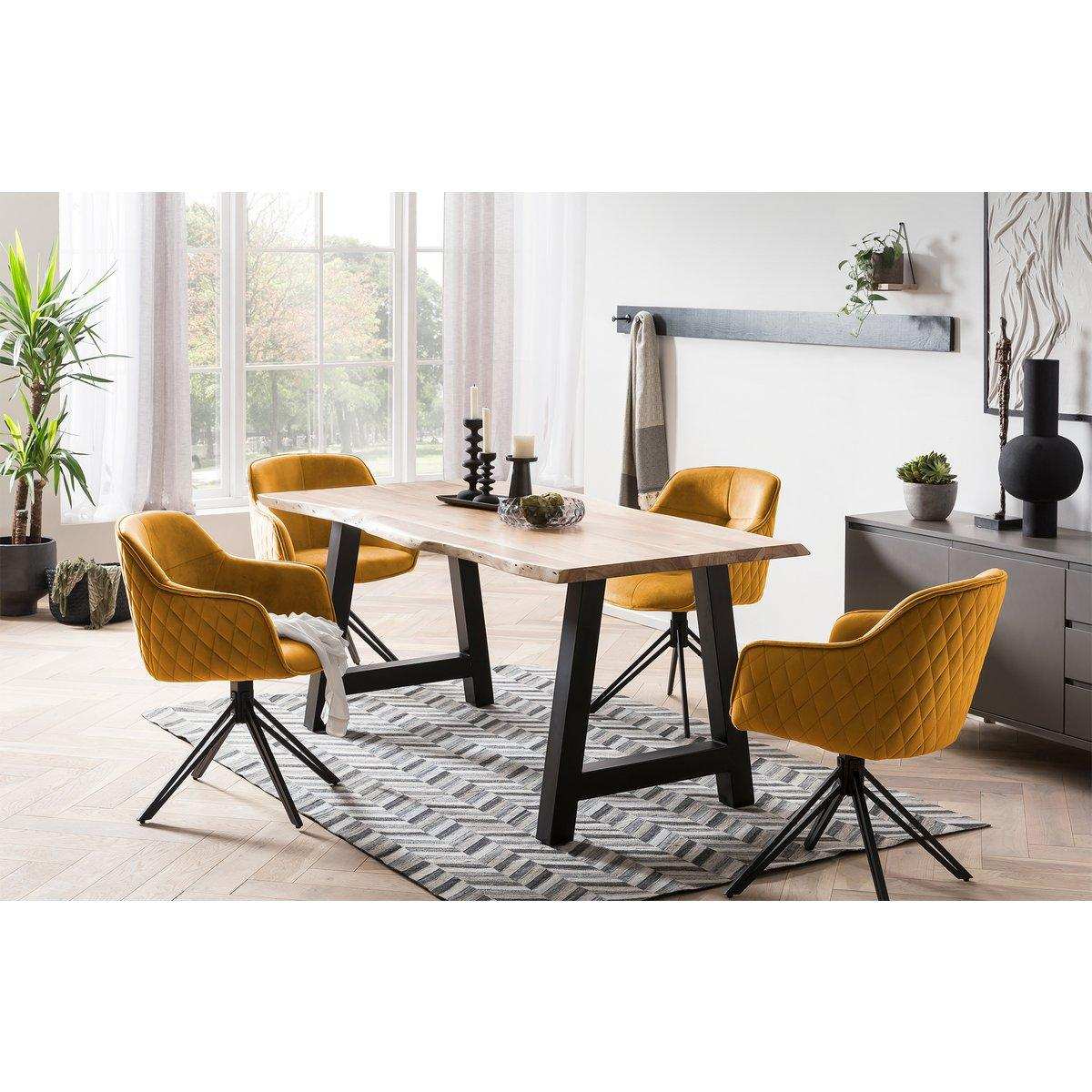 Armlehnstuhl mit Wabensteppung Gelb - HomeDesign Knaus