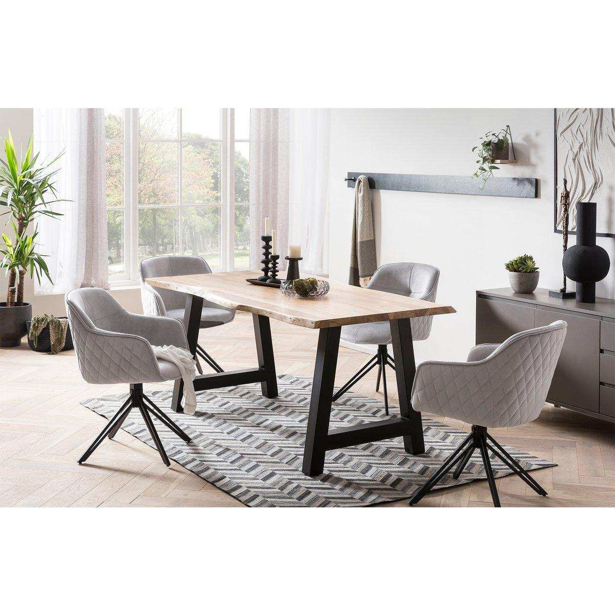Armlehnstuhl mit Wabensteppung Hellgrau - HomeDesign Knaus