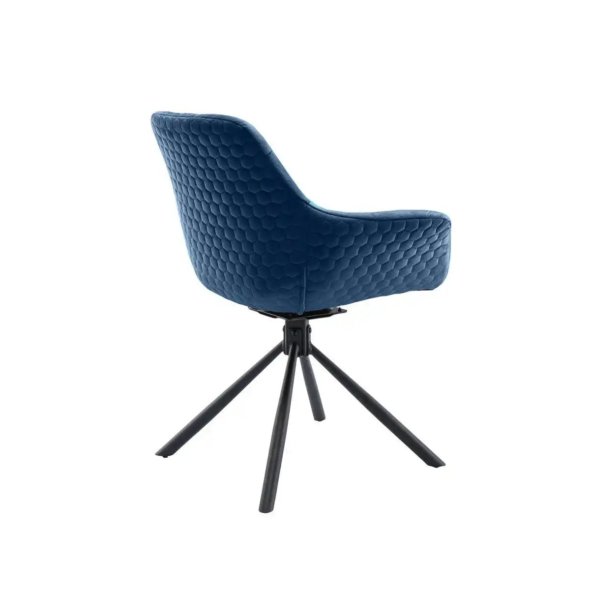 Armlehnstuhl mit Wabensteppung Samt Blau - HomeDesign Knaus