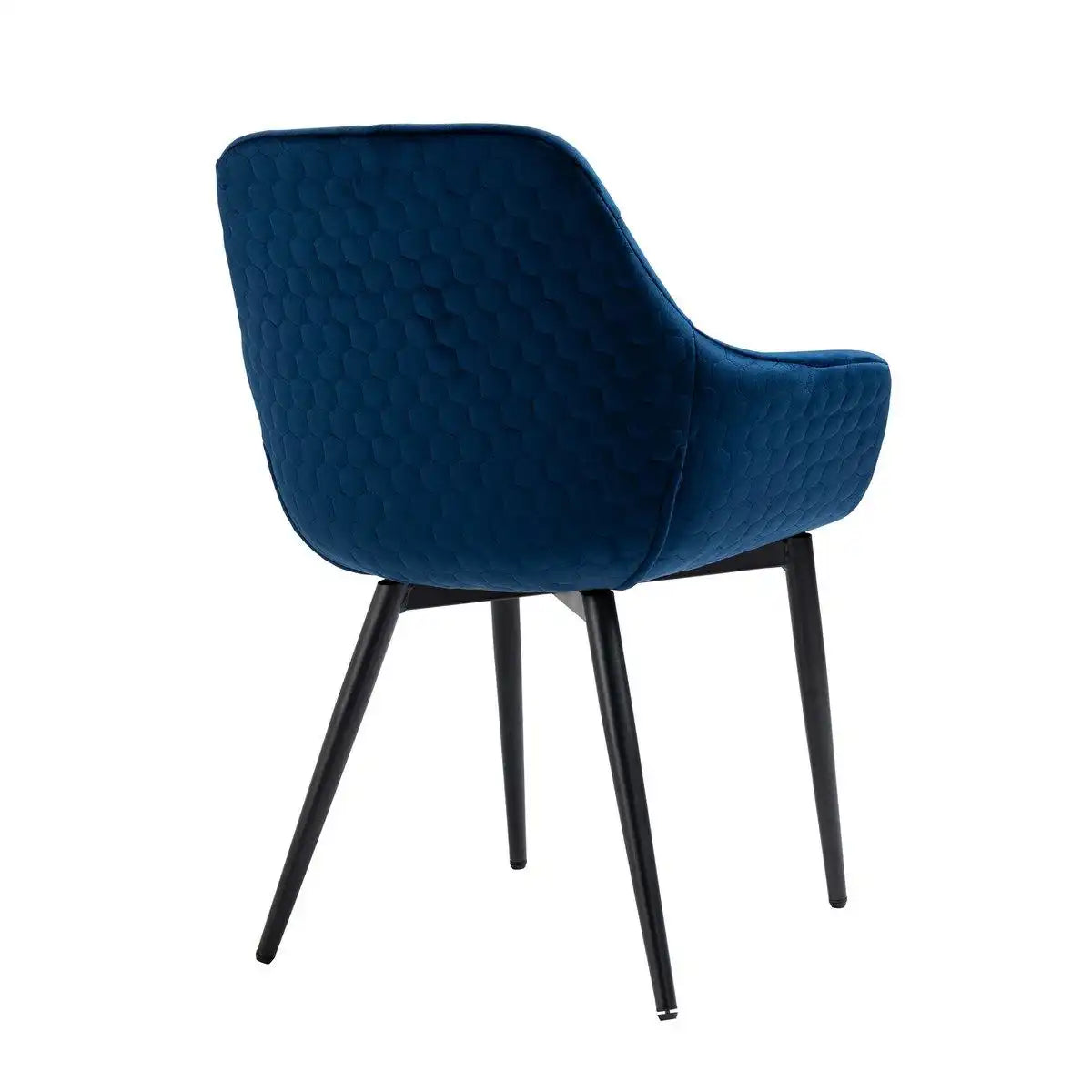 Armlehnstuhl mit Wabensteppung Samt Blau - HomeDesign Knaus