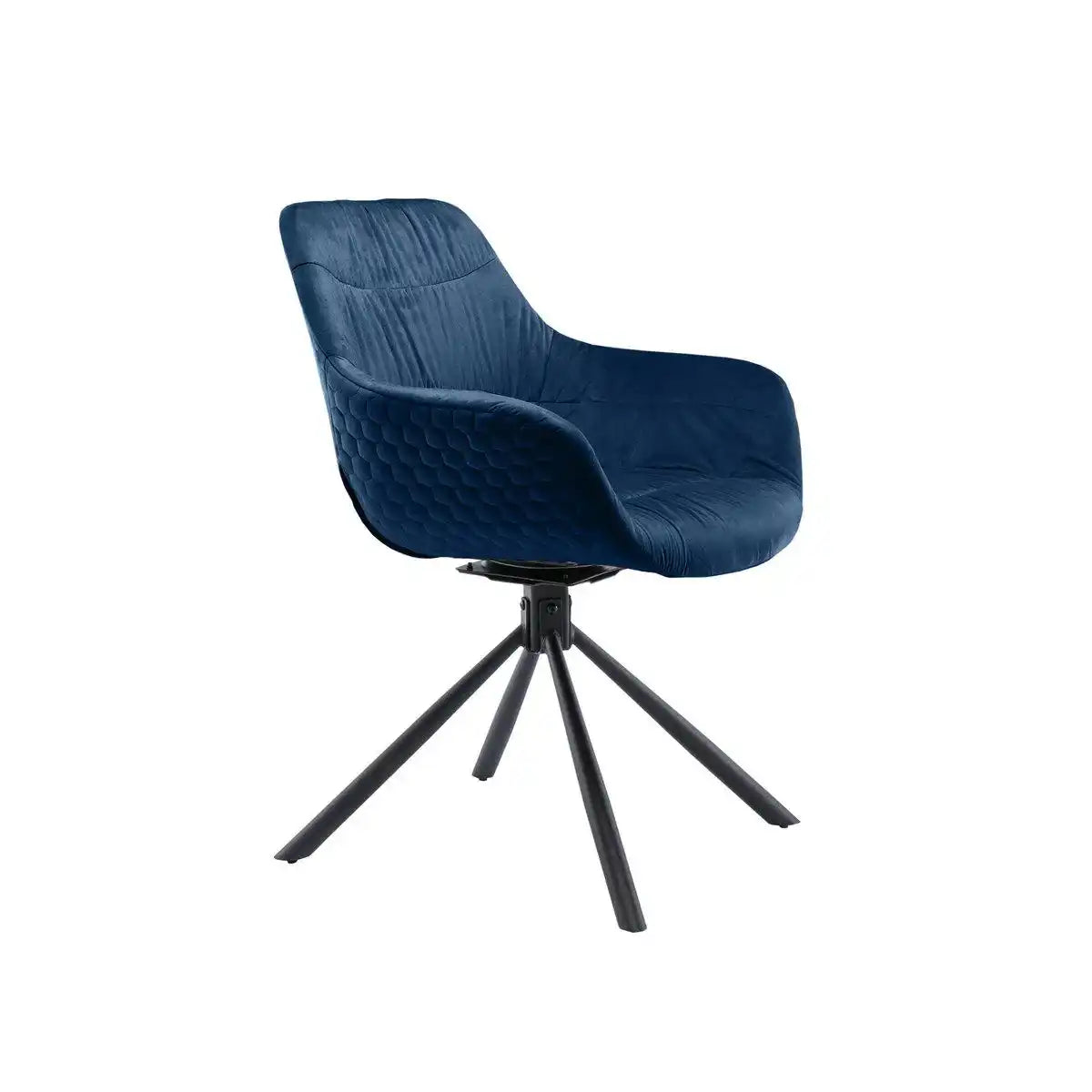 Armlehnstuhl mit Wabensteppung Samt Blau - HomeDesign Knaus