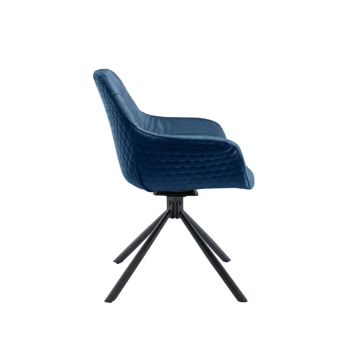 Armlehnstuhl mit Wabensteppung Samt Blau - HomeDesign Knaus